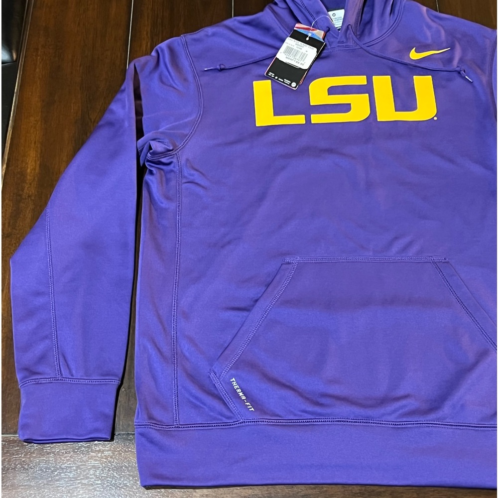 RARE 2013 NWT NIKE THERMA-FIT PURPLE/GOLD LSU TIGERS KO WARP HOODIE SZ MEDIUM - Picture 9 of 13